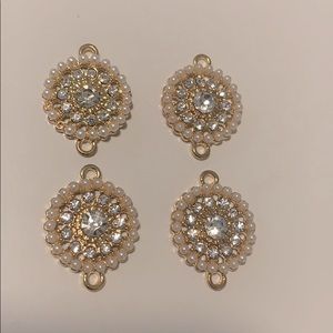 4 rose gold charms / connectors with pearls